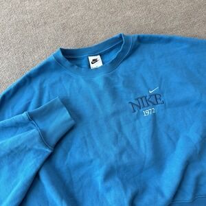 Nike Phoenix Fleece Oversized Cropped Crewneck Sweatshirt Women's Blue Size M